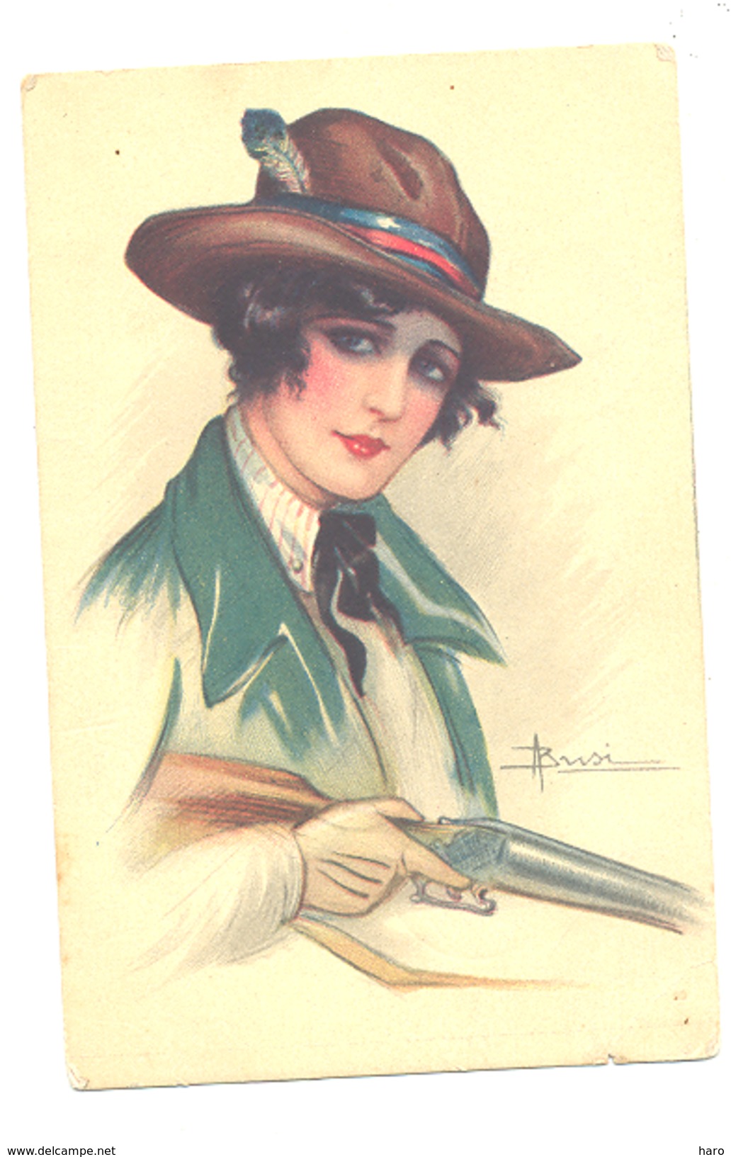 Illustrateur A. BUSI - Femme Au Chapeau Avec Un Fusil De Chasse 1919 (b203) - Busi, Adolfo
