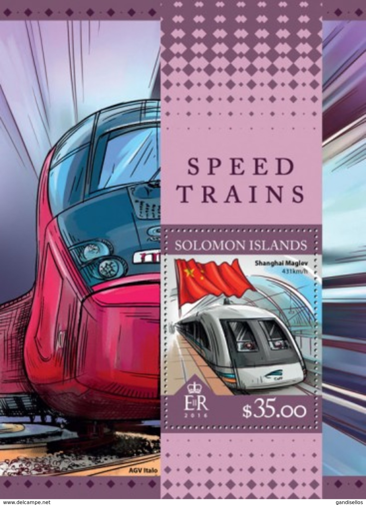 SOLOMON ISLANDS 2016 SHEET SPEED TRAINS TRENES ALTA VELOCIDAD TRAINS GRANDE VITESSE Slm16319b - Salomon (Iles 1978-...)