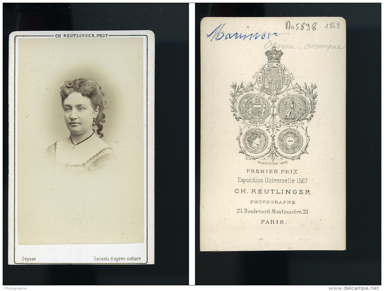 France Paris Opera Soprano Marie Marimmon Ancienne Photo CDV Reutlinger 1870 - Old (before 1900)