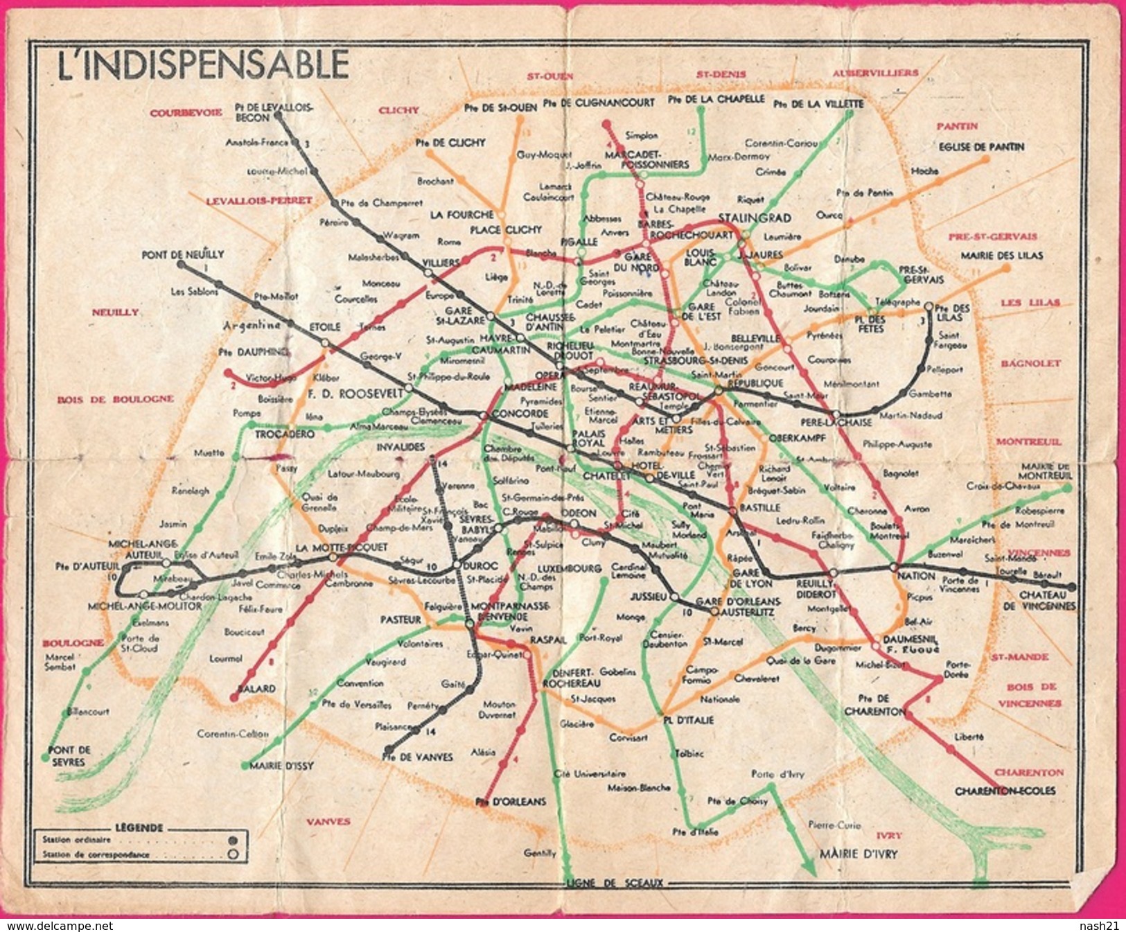 Ancien Plan Du Métro Parisien - Europe