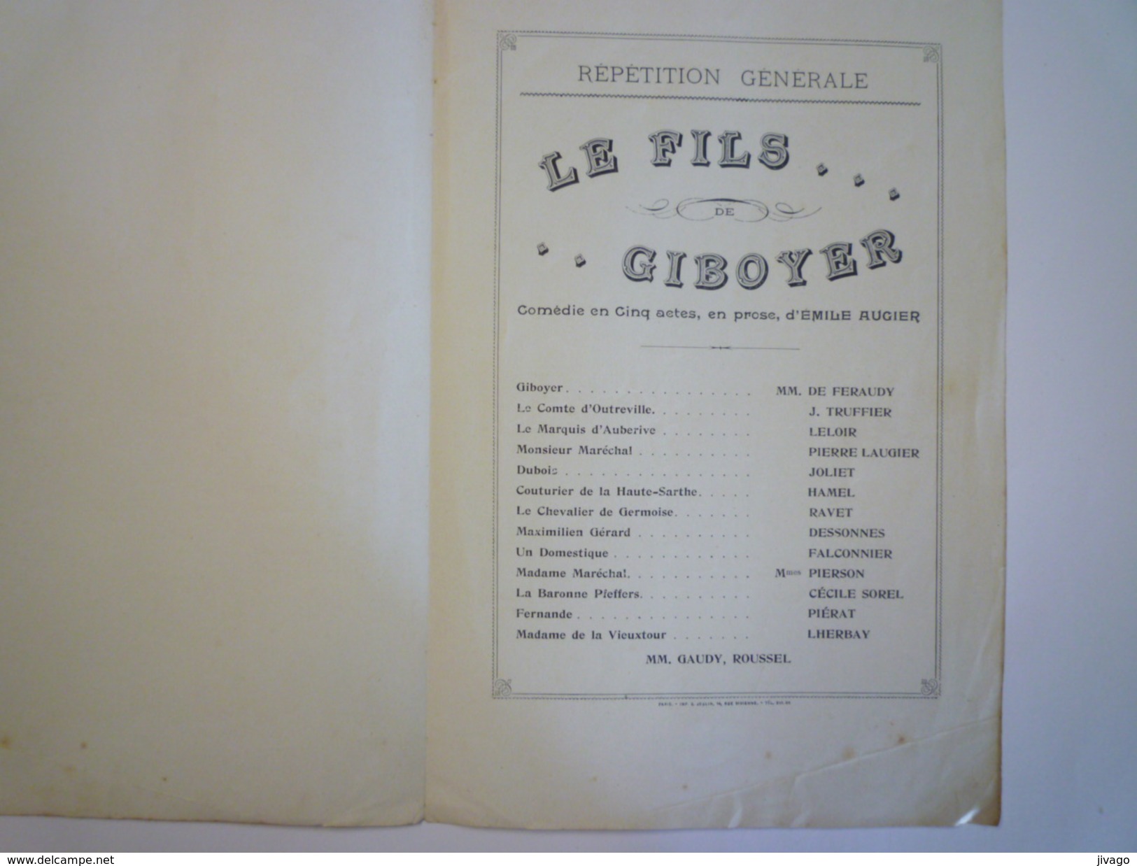 SAINT-PIERRE Et MIQUELON  1905  :  Programme D'une Matinée Au Profit Des Populations Par La COMEDIE FRANCAISE X - Unclassified