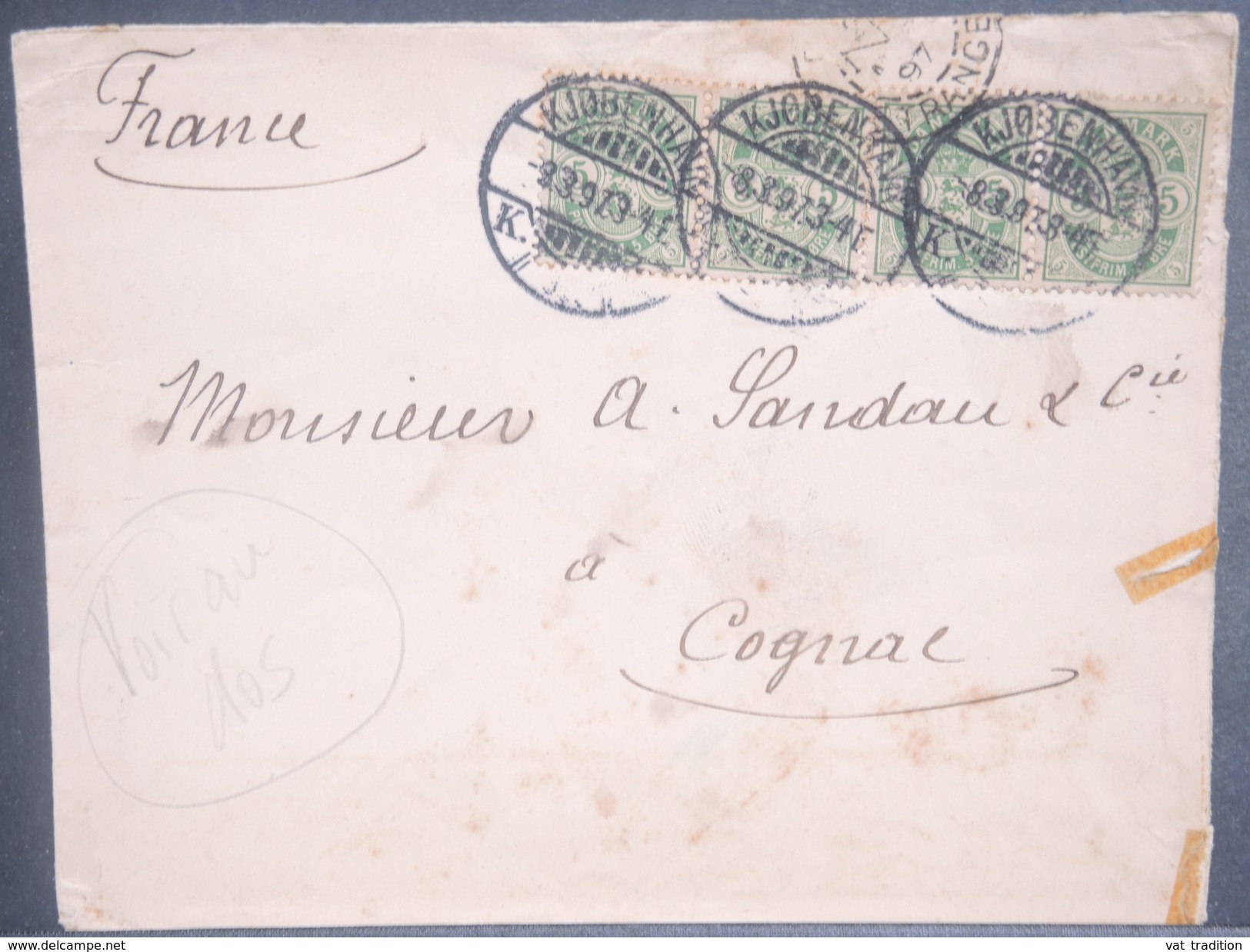 DANEMARK - Enveloppe De La Légation De France à Copenhague Pour Cognac En 1897  - L 7094 - Briefe U. Dokumente