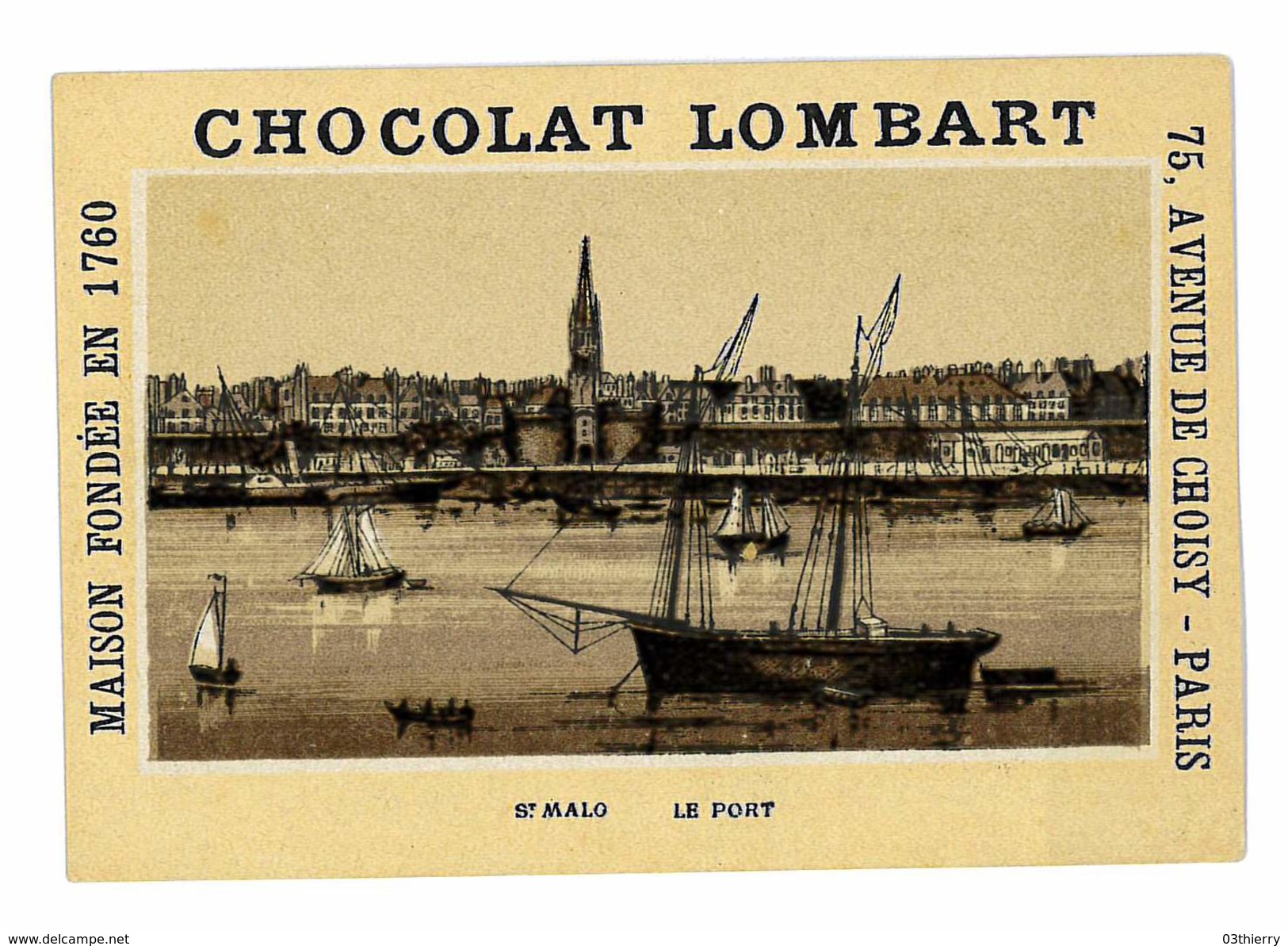 CHROMO IMAGE CHOCOLAT LOMBART PARIS ILLUSTRATION ST-MALO LE PORT - Lombart