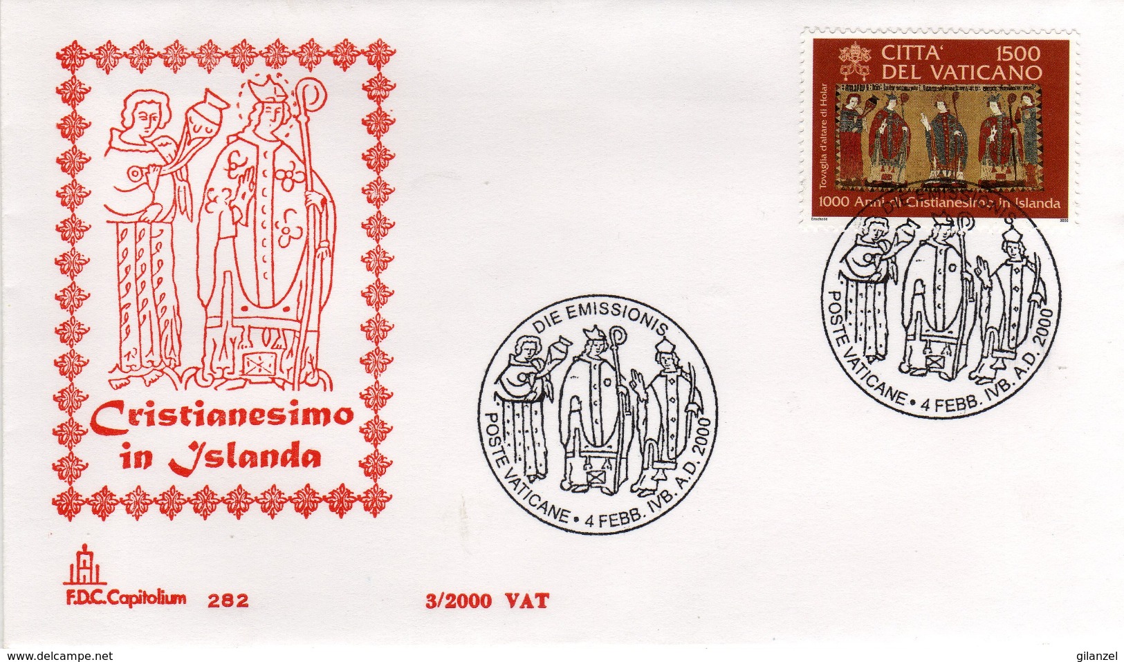 Vaticano 2000 FDC Capitolium Joint Issue Millenario Del Cristianesimo In Islanda Millennial Christianity In Iceland - Joint Issues