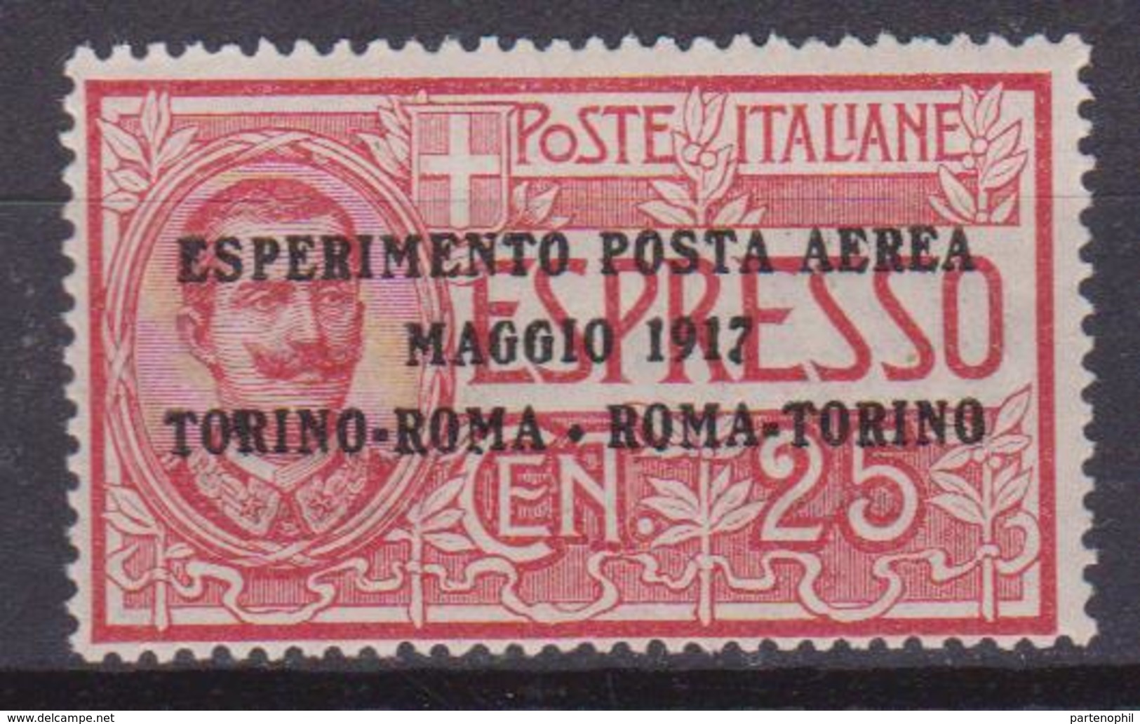 1917 - Italia Regno Posta Aerea Espresso N.1 Soprastampato TORINO-ROMA - ROMA-TORINO MNH - Marcophilie (Avions)