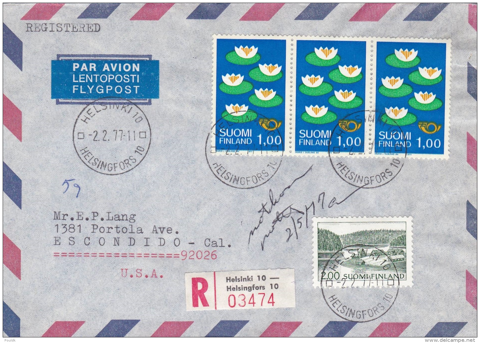 Finland Registered Cover Posted Helsinki 10 Franked W/ 1977 Norden     (T14-35) - Covers & Documents