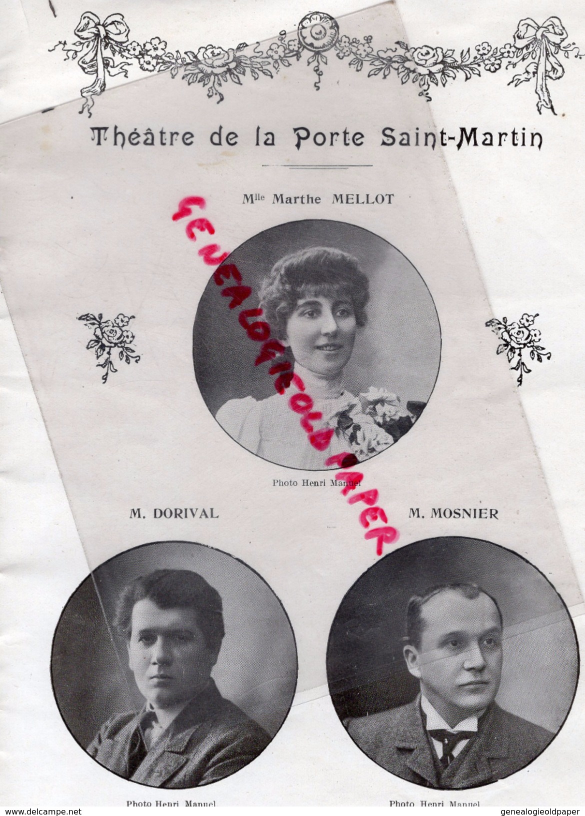 75 - PARIS - PROGRAMME CHANTECLER- EDMOND ROSTAND-THEATRE PORTE SAINT MARTIN-HERTZ-COQUELIN-GUITRY-SIMONE-GALIPAUX-