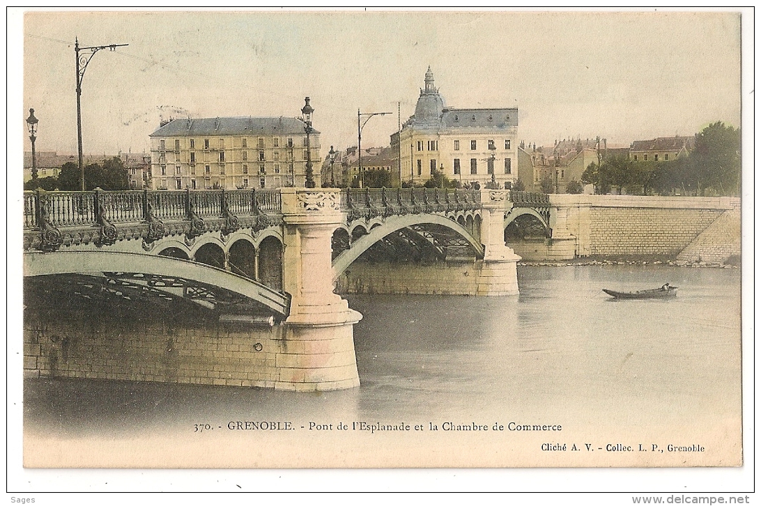 Belle Carte Colorisée. GRENOBLE. Pont De L'Esplande Et La Chambre De Commerce. - Grenoble