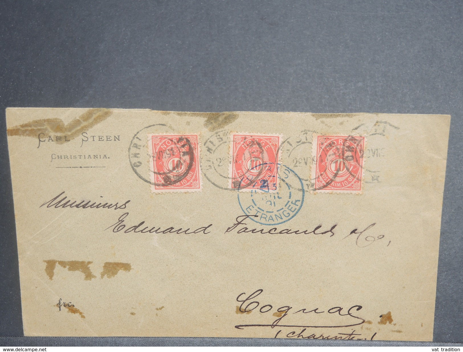 NORVÈGE - Enveloppe De Christiania Pour La France En 1891 - L 7130 - Briefe U. Dokumente