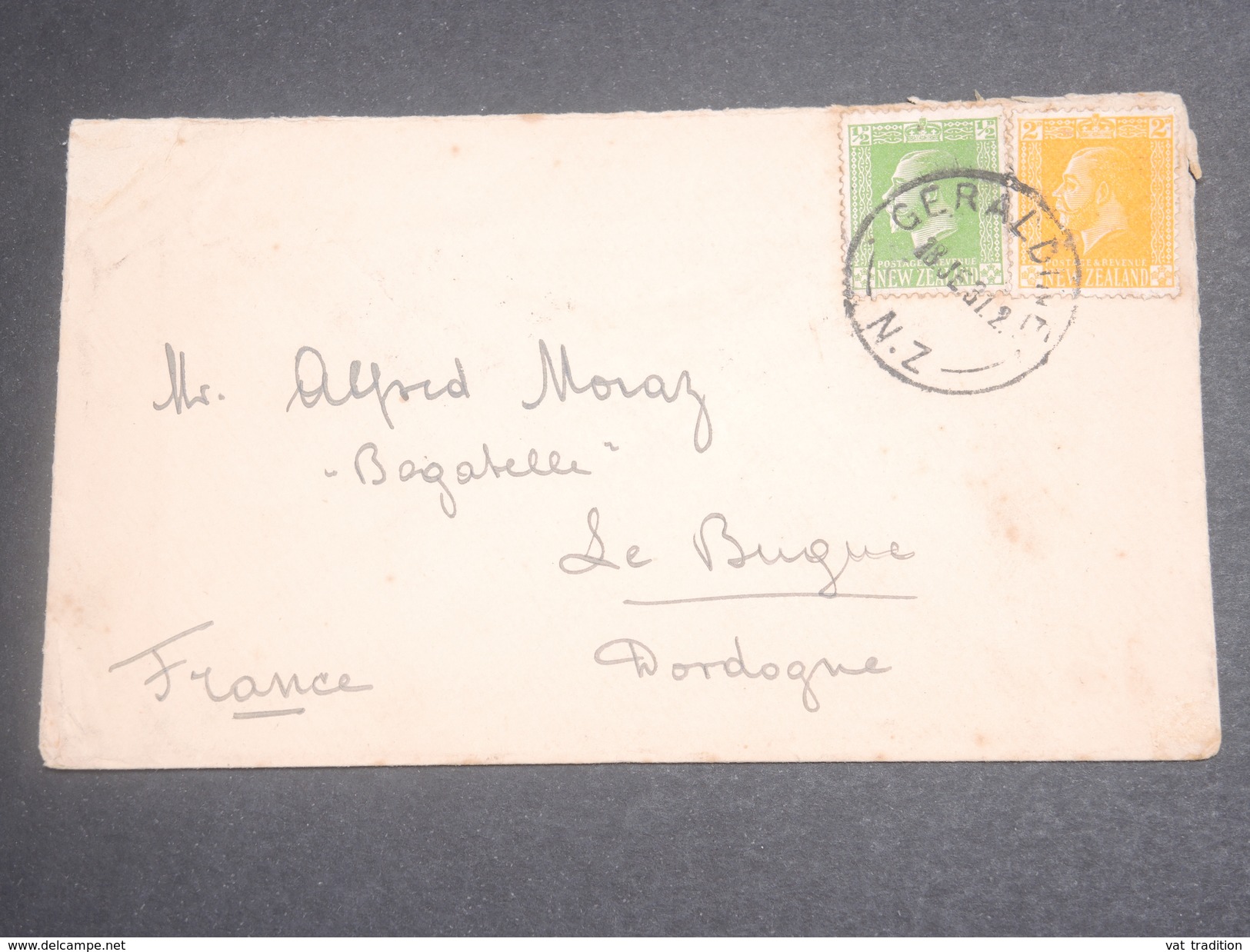 NOUVELLE ZELANDE - Enveloppe De Géraldine Pour La France En 1931, Affranchissement Plaisant - L 7134 - Lettres & Documents