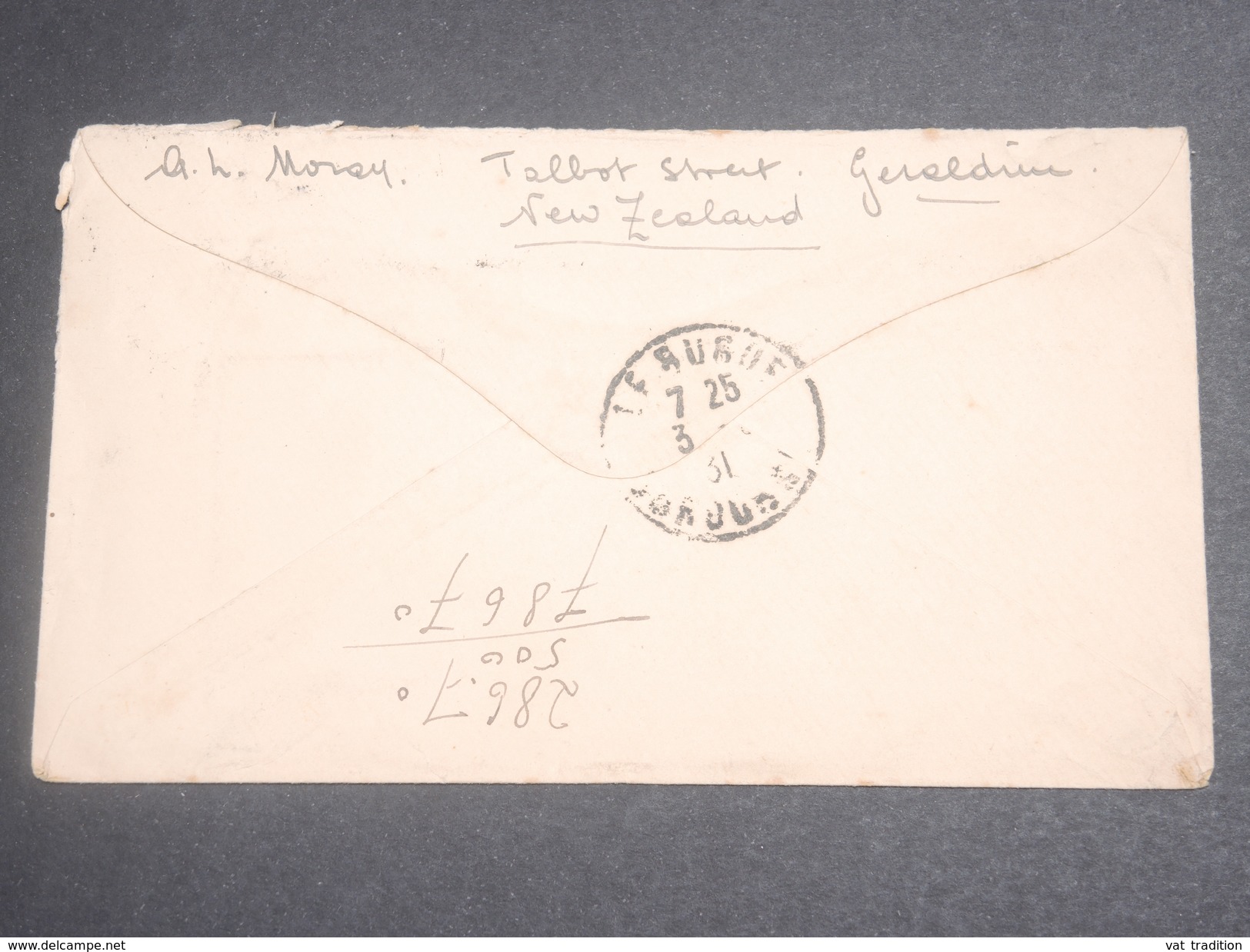 NOUVELLE ZELANDE - Enveloppe De Géraldine Pour La France En 1931, Affranchissement Plaisant - L 7134 - Covers & Documents