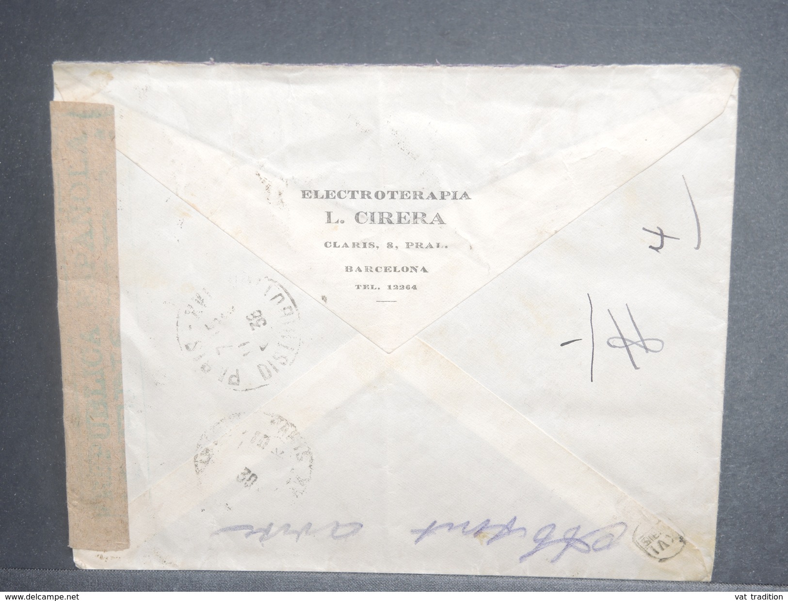 ESPAGNE - Enveloppe En Recommandé De Barcelone Pour La France En 1938 Avec Censure - L 7136 - Republikanische Zensur