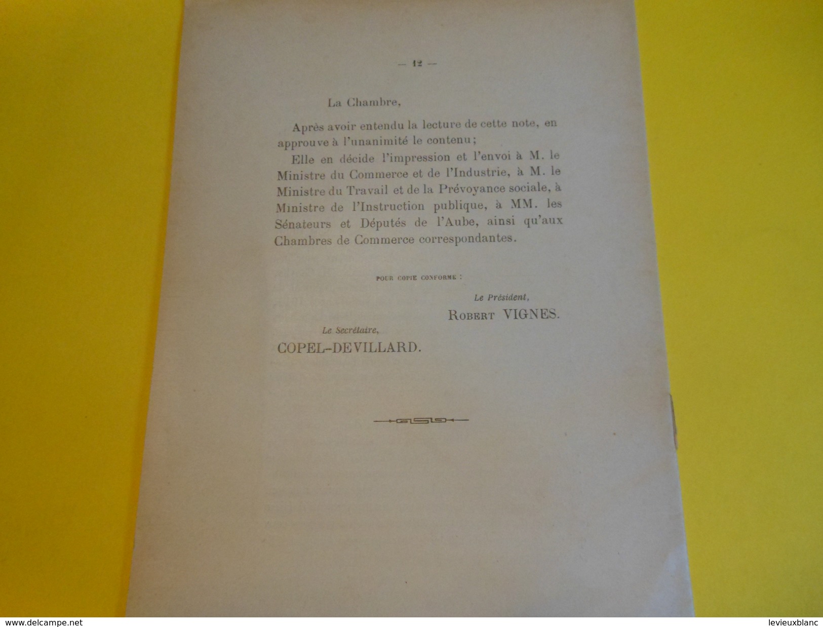 Livret De 1 Pages/Ch. De Com. De TROYES/Note Sur L'Enseignement Technique  Dans L'Industrie De La Bonneterie/1912  VPN76 - Altri & Non Classificati