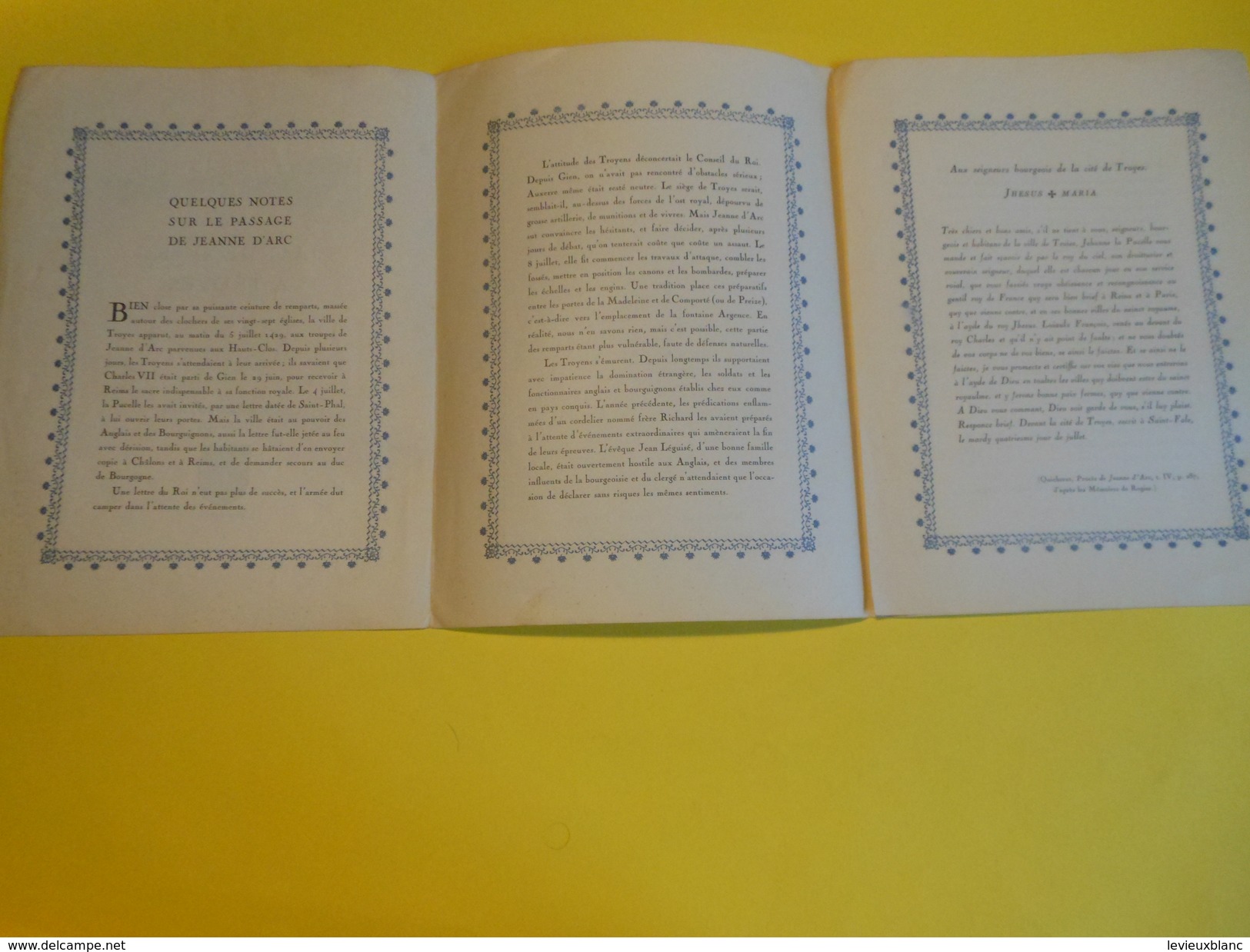 Plaquette Dépliant  à 4 Volets ( 8 Pages)/ Jeanne D'Arc à TROYES /Commémoration/1929     VPN78 - Andere & Zonder Classificatie
