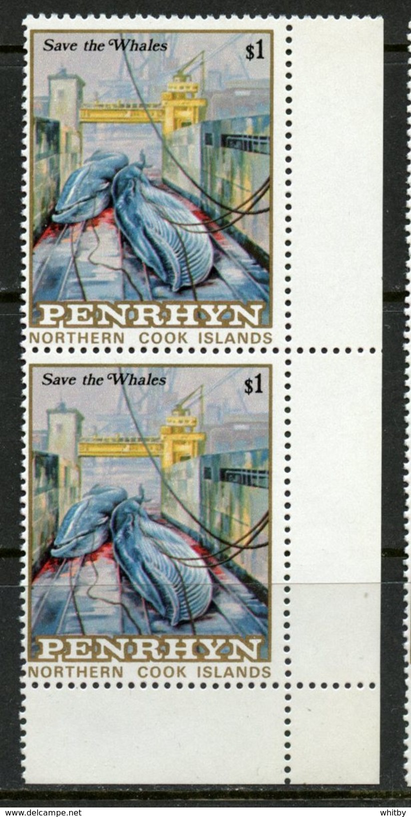 Penrhyn Islands 1983 $1.00 Save The Whales #227 Pair  MNH - Penrhyn