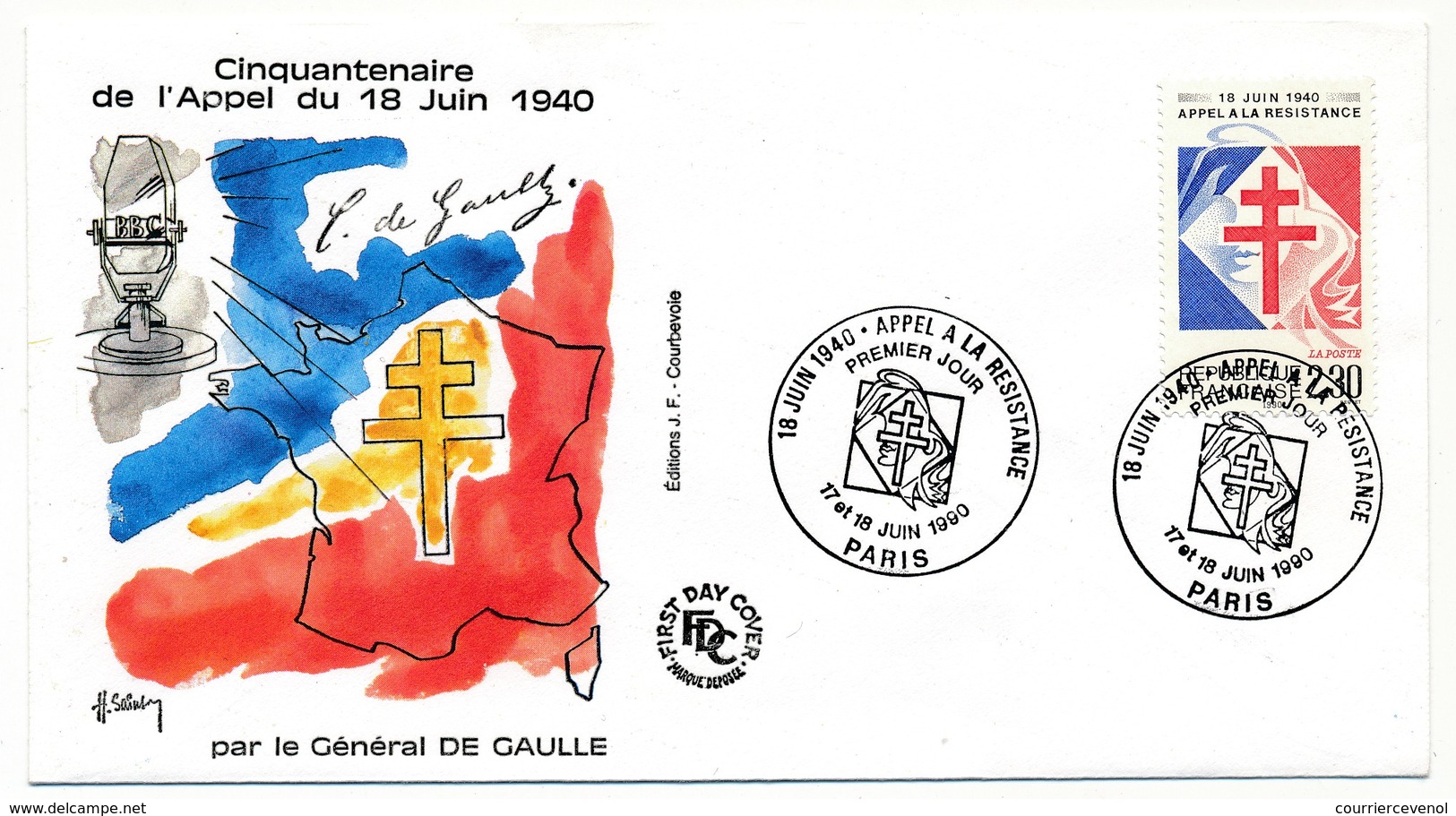 FRANCE - Enveloppe - Cachet Temporaire "18 Juin - Appel à La Résistance" - PARIS - 17/18-6-1960 - De Gaulle (General)