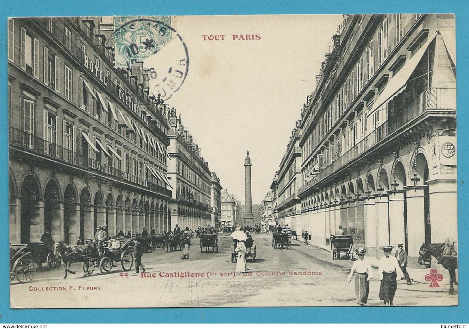 CPA TOUT PARIS 44 - Rue Castiglione - Colonne Vendôme (1er Arrt.) Ed. FLEURY - Distretto: 01