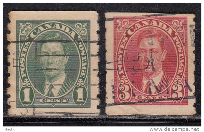 1c And 3c Pair Coil Issue ?? KGVI Series, Canada Used , 1937, As Scan - Rollen