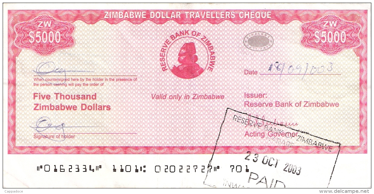 ZIMBABWE   5000 Dollars   2003   Sign.4   Type 1.   P. 16   TTB - Zimbabwe