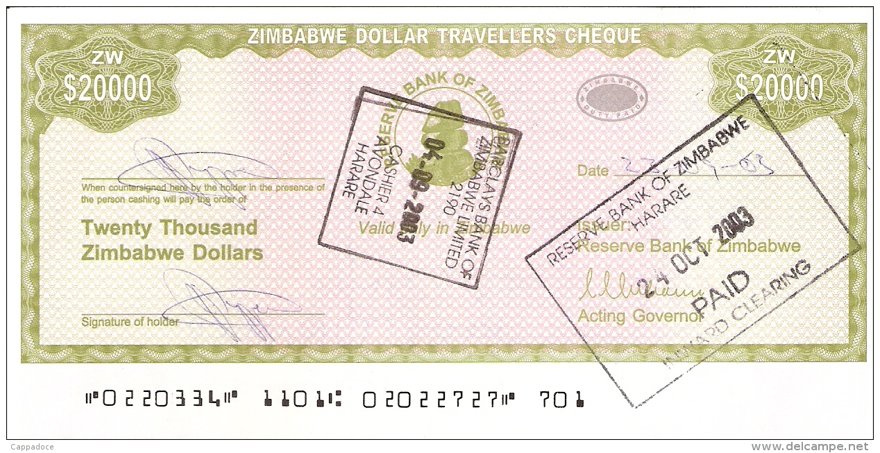 ZIMBABWE   20,000 Dollars   2003   Sign.4.   Type 1   P.   18    SUP+ - Zimbabwe