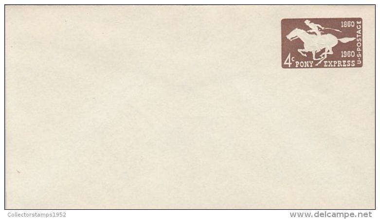 58801- PONY EXPRESS, COVER STATIONERY, UNUSED, 1960, USA - 1941-60