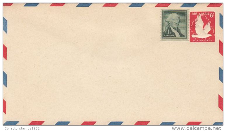 58806- EAGLE, AIRMAIL, COVER STATIONERY, WASHINGTON STAMP, 1956, USA - 1941-60