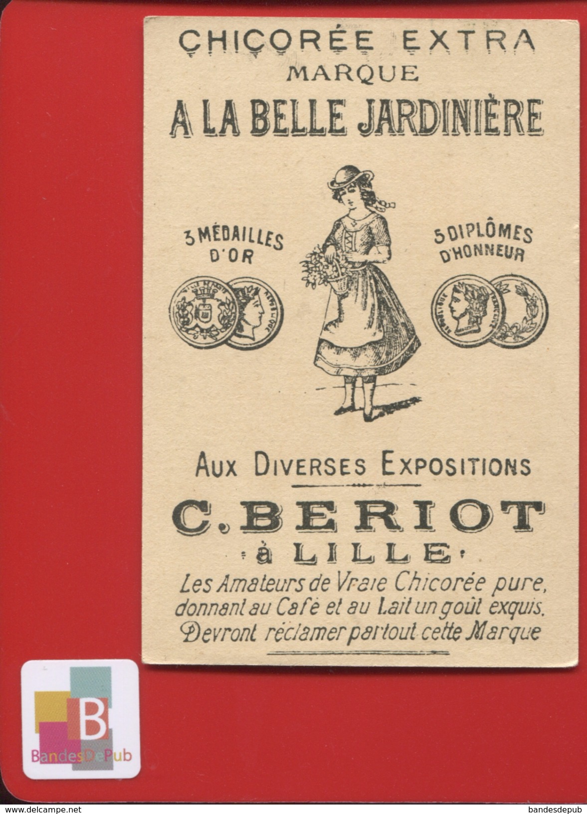 LILLE Chicorée Belle Jardinière Beriot Jolie Chromo Illustrateur Guillaume Militaire Éclopé Mal Aux Pieds - Autres & Non Classés