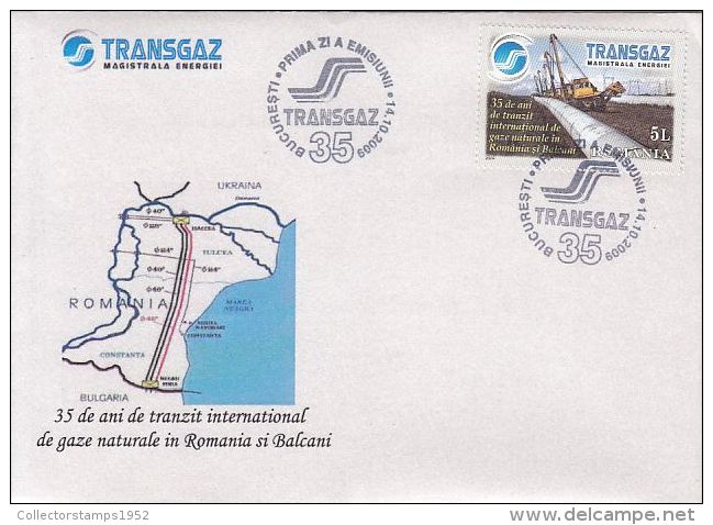 58923- GAS TRANSPORT PIPES BETWEN ROMANIA AND BALKANS, ENERGY, COVER FDC, 2009, ROMANIA - Gaz