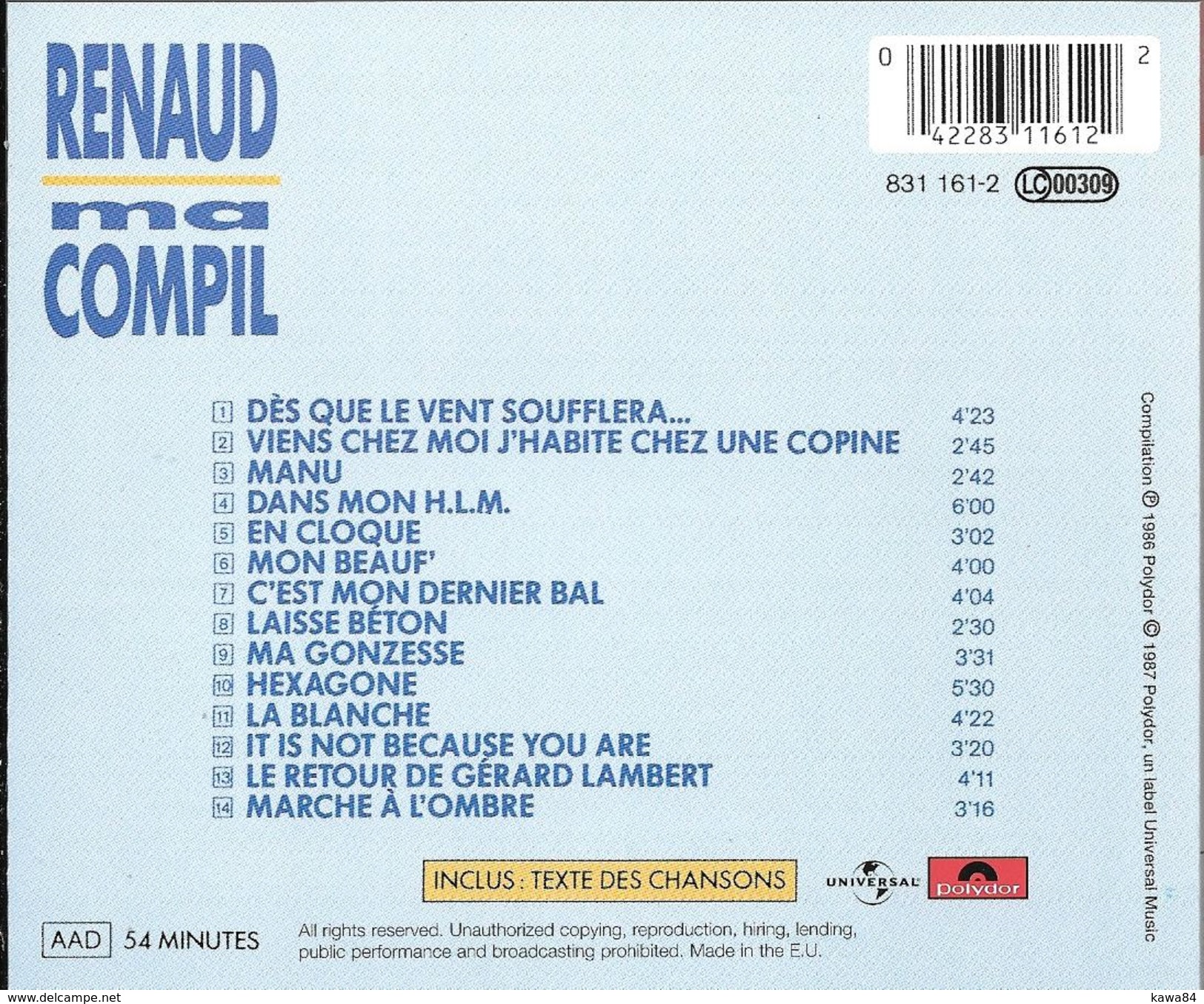 CD  Renaud  "  Ma Compil  " - Sonstige - Franz. Chansons