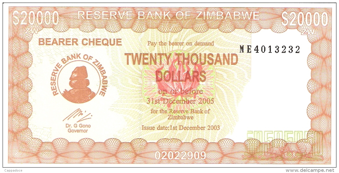 ZIMBABWE   20,000 Dollars   1/12/2003   Sign.5   P. 23e   UNC - Zimbabwe