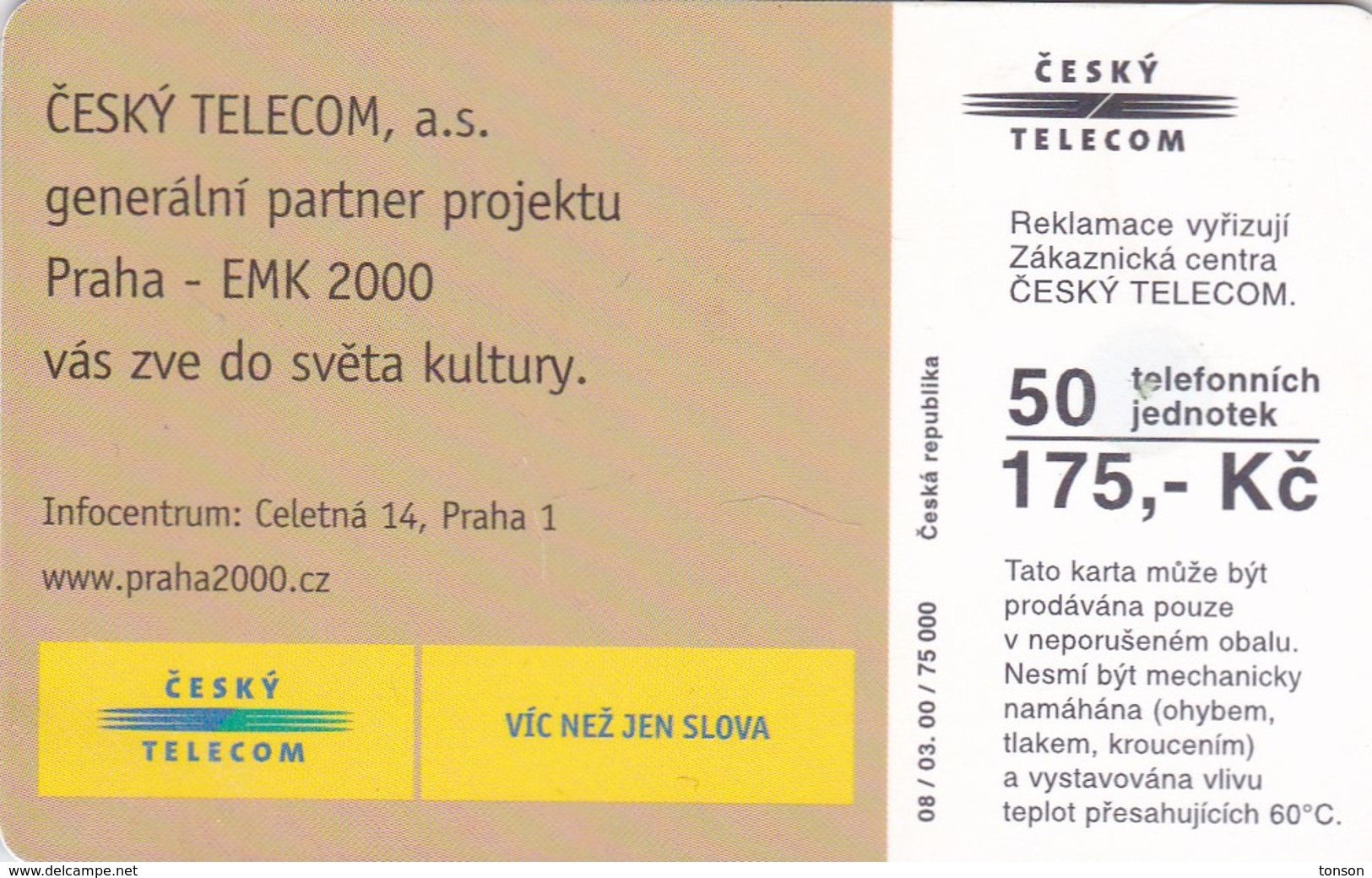 Czech Rep. C305, European City Of Culture 2000 - Prague, 2 Scans.   GEM1B (Not Symmetric White/Gold) - Czech Republic