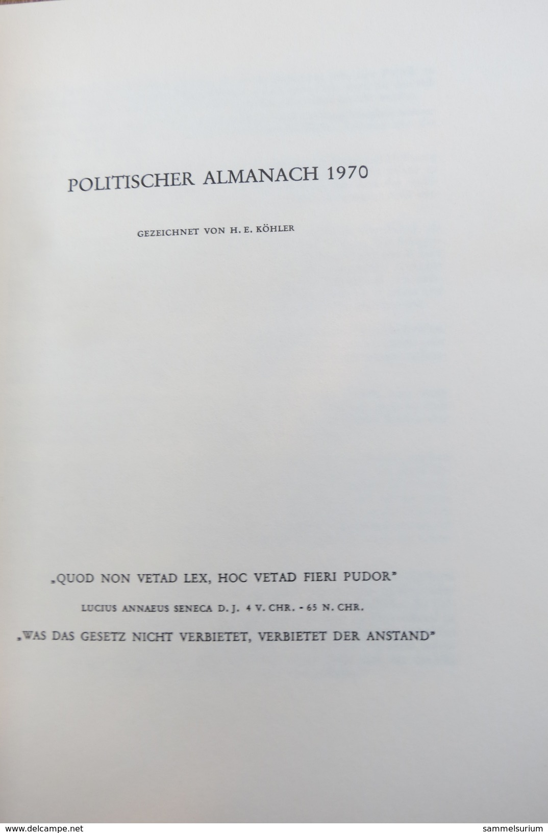 "Politischer Almanach 1970" Von H. E. Köhler - Politik & Zeitgeschichte