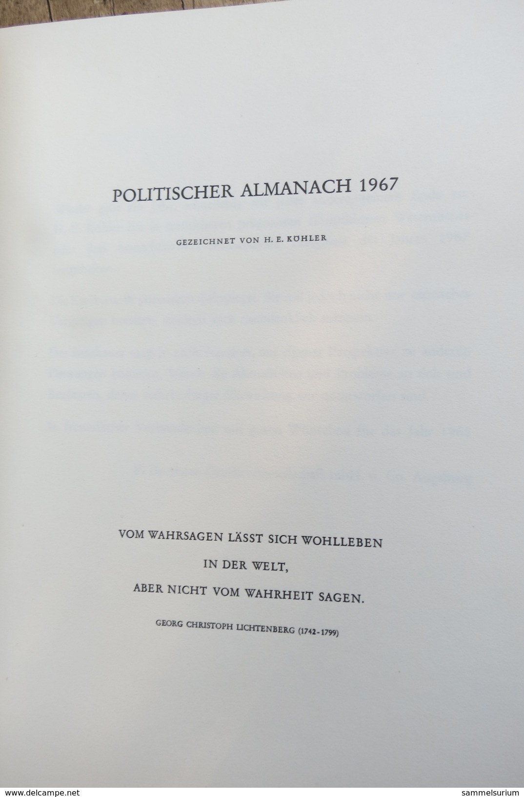 "Politischer Almanach 1967" Von H. E. Köhler - Politica Contemporanea