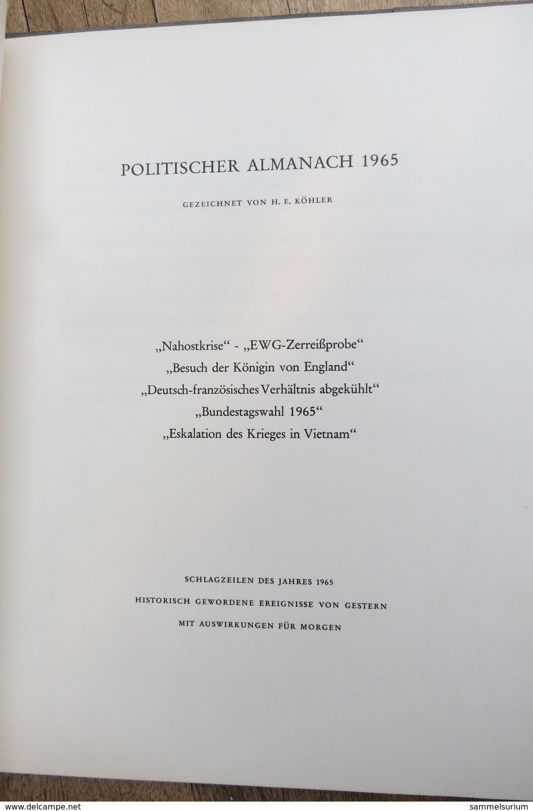 "Politischer Almanach 1965" Von H. E. Köhler - Contemporary Politics