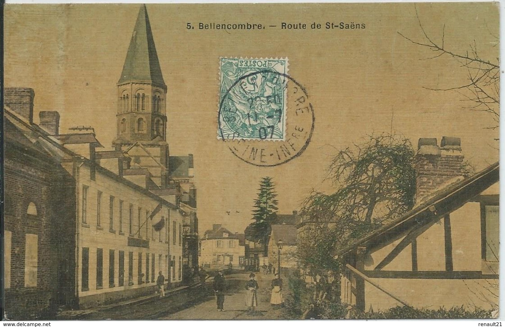 Bellencombre-Route De Saint-Saëns (Carte Toilée)-(CPA) - Bellencombre