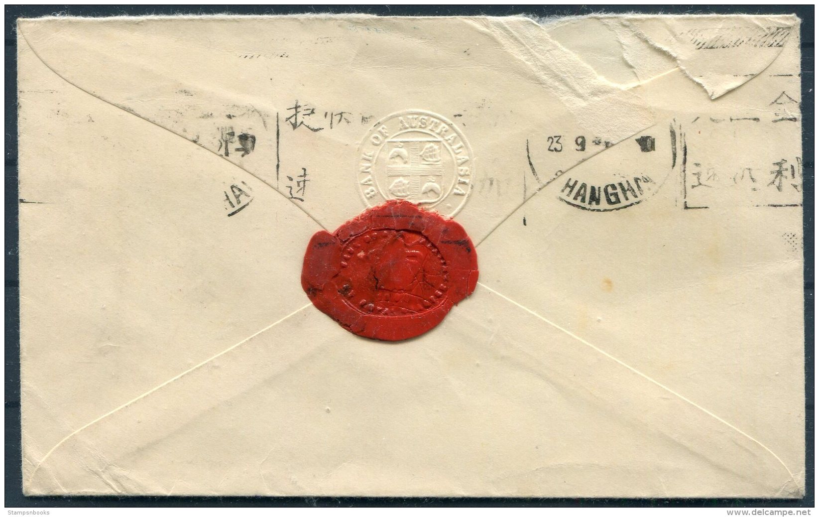 1934 Melbourne Bank Of Australia Cover - Shanghai, China - Brieven En Documenten