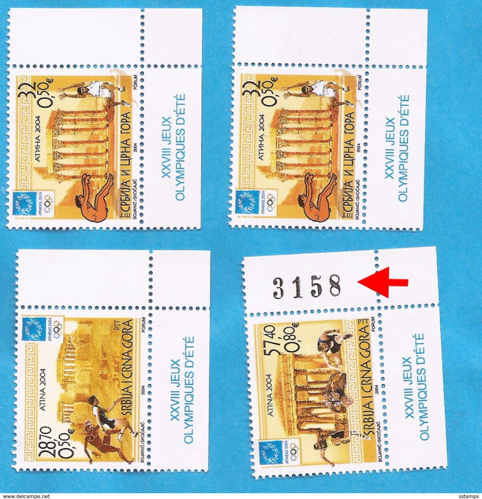 2004 3208-11 OLIMPIADE ATHENA SPORT   JUGOSLAVIJA JUGOSLAWIEN SRBIJA SERBIEN MONTENEGRO CRNA GORA  MNH - Sommer 2004: Athen