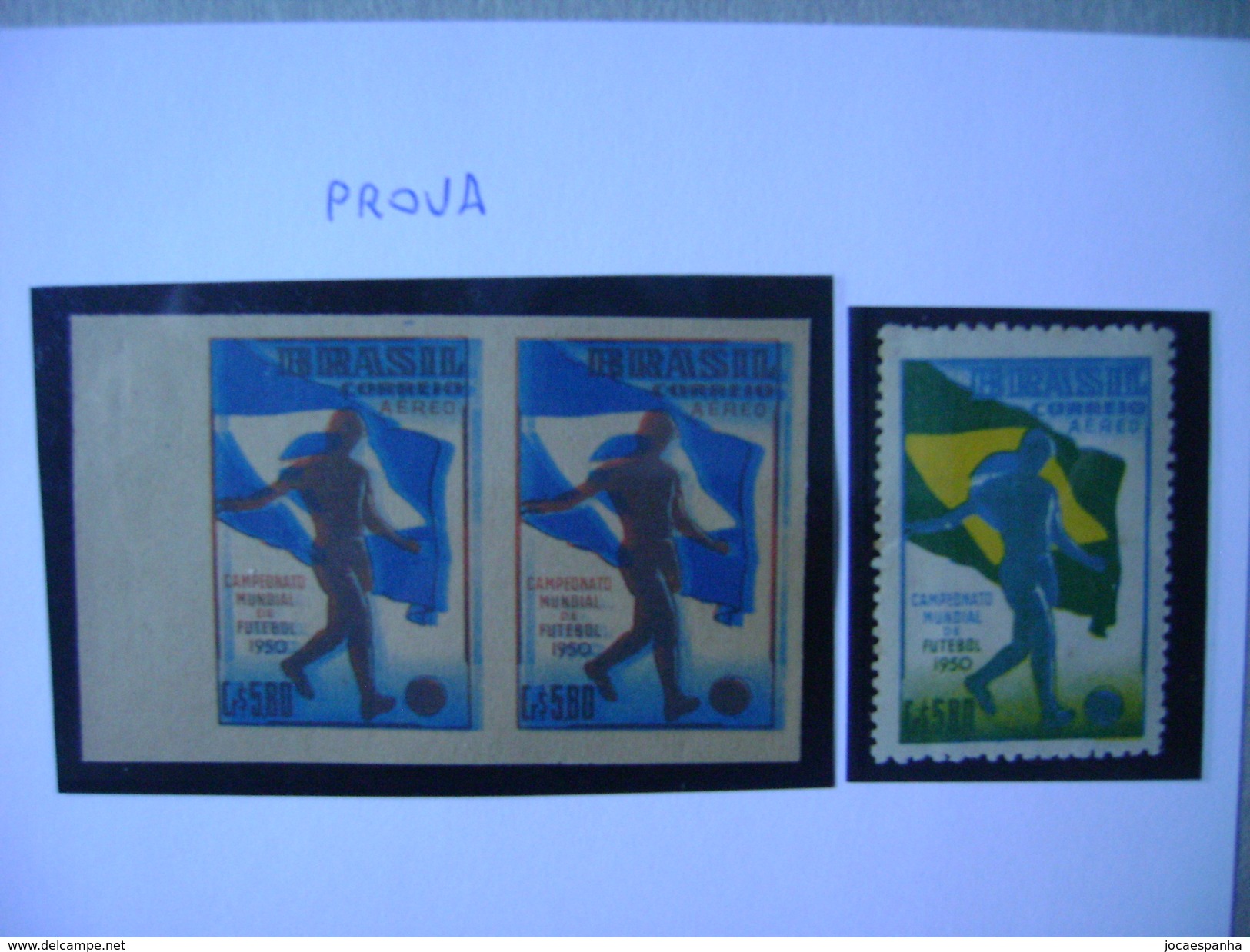 WORLD CUP OF FOOTBALL IN BRAZIL 1950 - A-76 IN PAIR TESTS IN BLUE AND BROWN COLOR WITH NO TEACHING - 1950 – Brasile