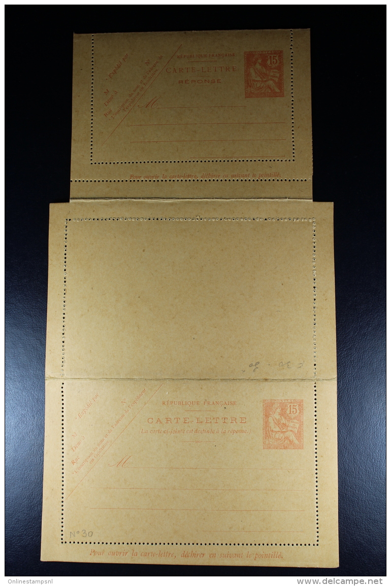 France: Carte-Lettre Mouchon 15 C   1901 B4  Avec Response Payee  Not Used - Letter Cards