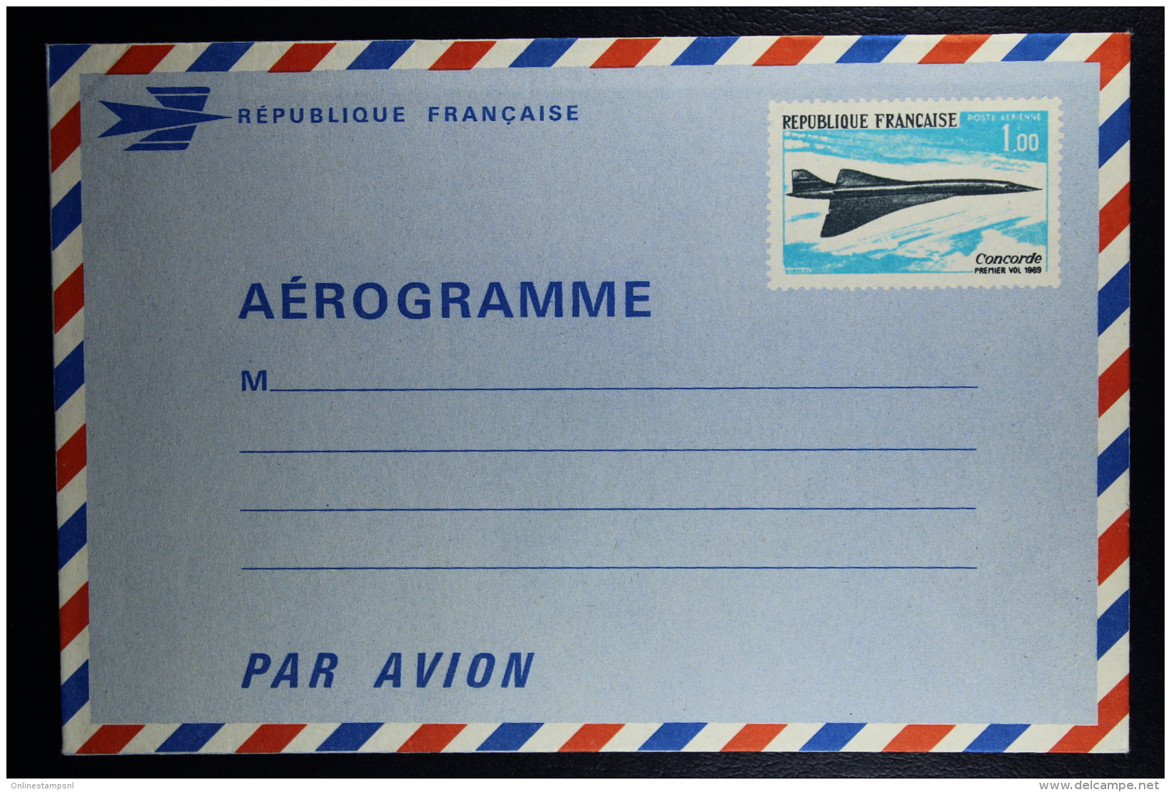 France: Entier : Aérogrammme Concorde 1 F Type 1969 A 1  Not Used - Aerogramme