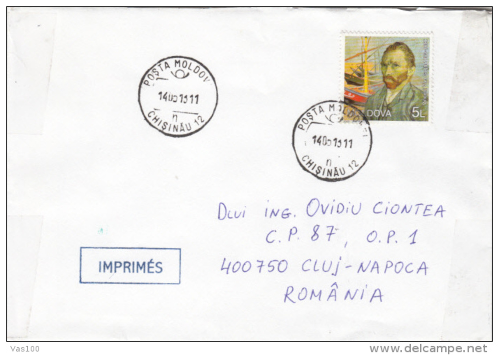 VAN GOGH SELF PORTRAIT, BOATS, STAMPS ON COVER, 2013, MOLDOVA - Moldova