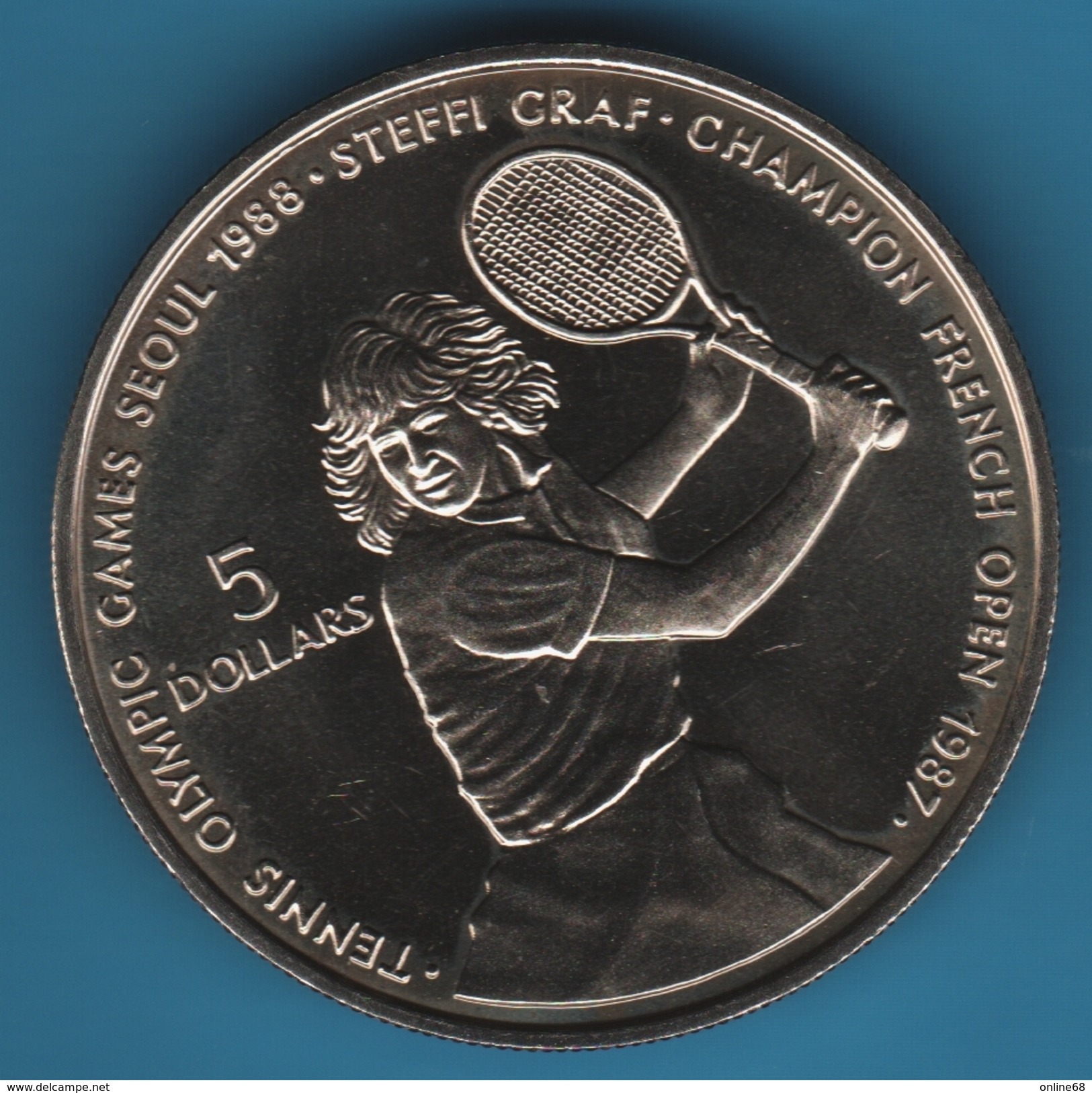 NIUE 5 DOLLARS 1987 XXIV  Olympic Games, Seoul 1988 - Tennis Steffi Graf 	KM# 5 - Niue