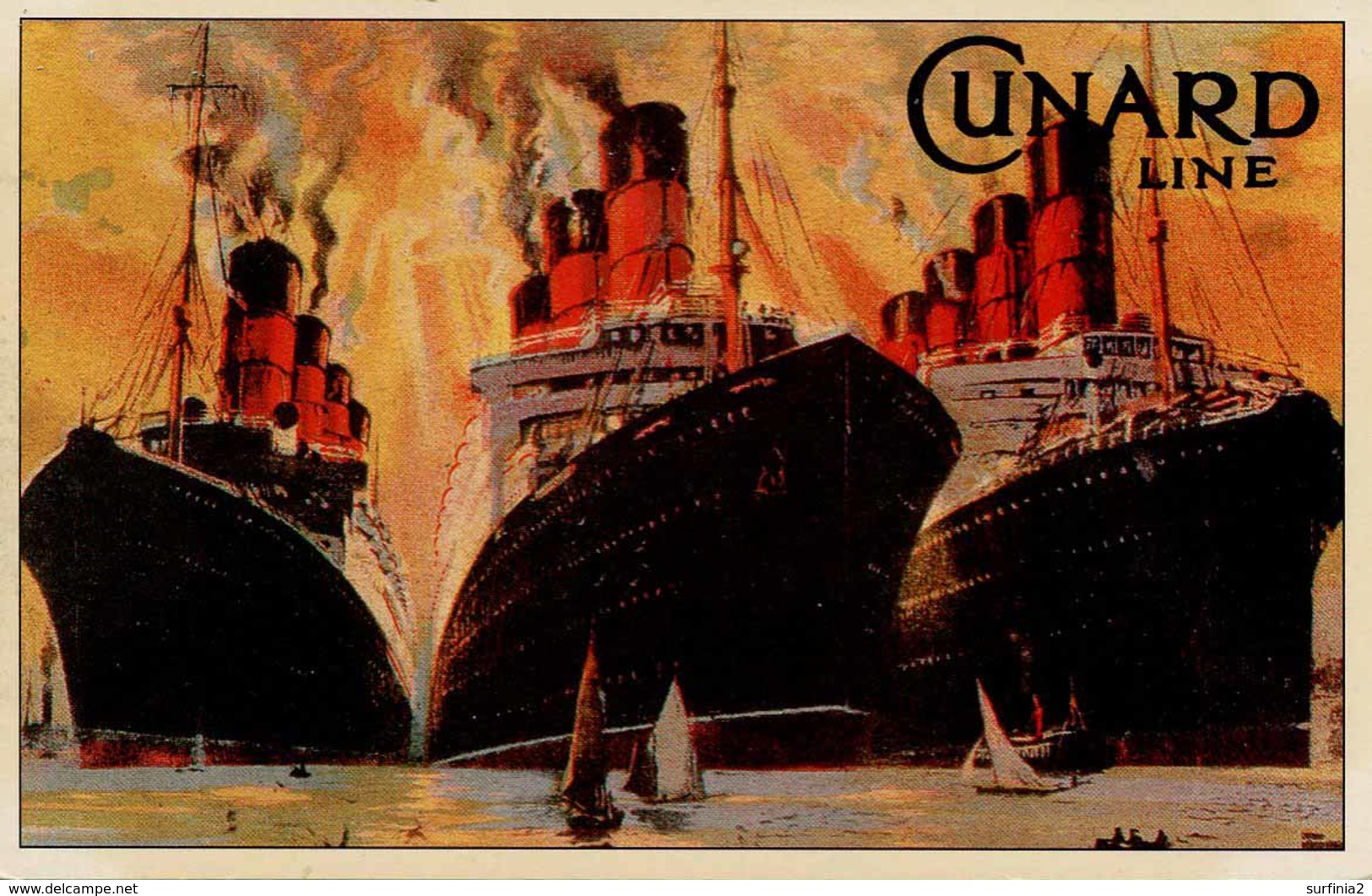 SHIPPING - MARINE ART POSTERS SERIES 1-23 No 10 - CUNARD LINE - MAURETANIA, BEREGARIA AND AQUITANIA Ship43 - Steamers