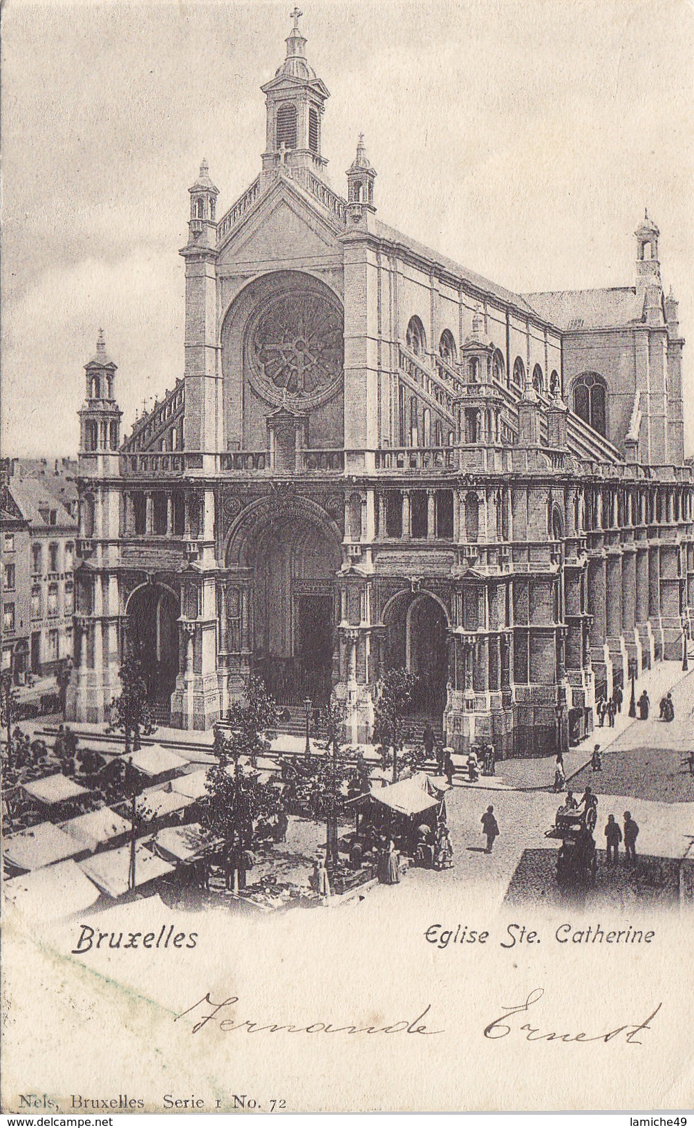 BRUXELLES - EGLISE STE CATHERINE CIRCULE TIMBRE 1903 - Markten