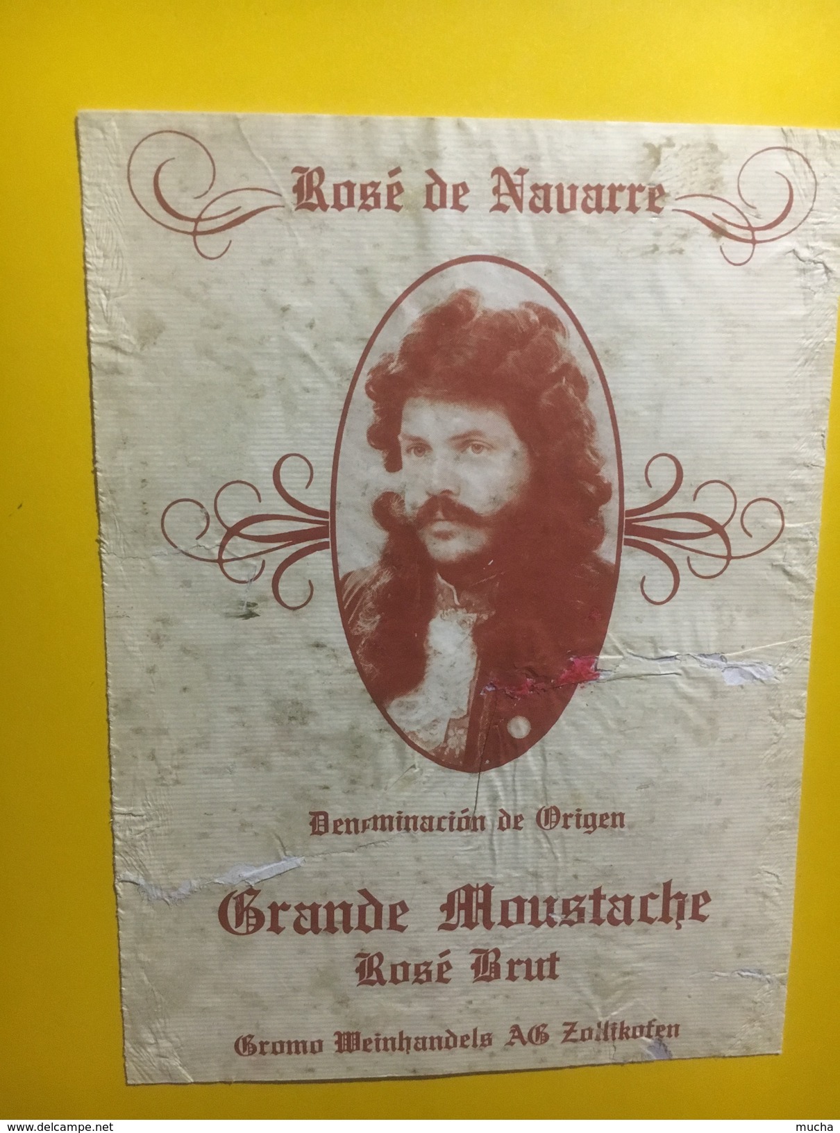 3916 - Rosé De Navarre Grande Moustache Rosé Brut étiquette Collée Sur Support Papier état Moyen - Baffi