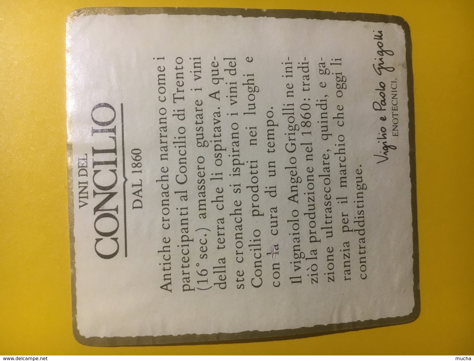 3922 - Vini Del Cocilio Dal 1860Pinot Grigio 1987 Valdadige Italie - Autres & Non Classés