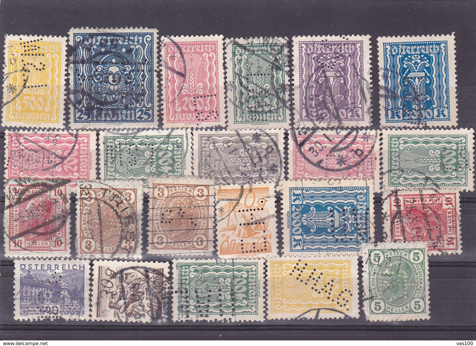 AUTRICHE - OSRERRAICH - LOT - 22 Stamps - Perfores - Perfines - Perforés