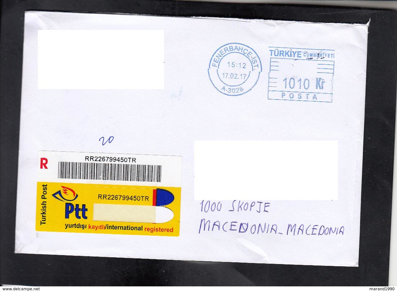 TURKEY / MACEDONIA R LETTER / MASHINE CANCEL ** - Covers & Documents