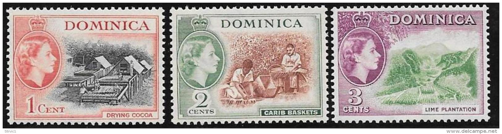 Dominica, Scott # 143-5 MNH Various Subjects, 1954 - Dominica (...-1978)