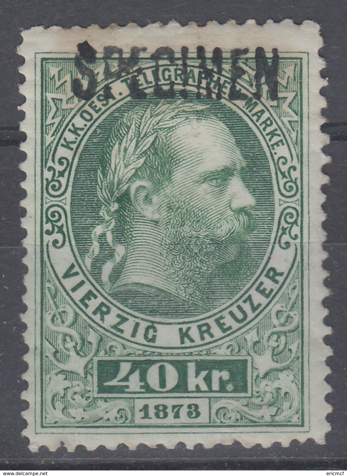 Austria 1873 40kr Telegraph Stamp Specimen Mint(*) - Telegraph